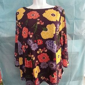 Charter Club womens sheer sleeve top Sz OX